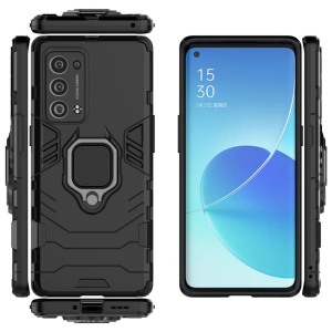 Husa Ring Shield compatibila cu Oppo Reno 6 Pro 5G, Prevazuta cu inel de prindere, suport auto magnetic si stand, Negru