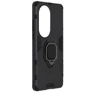 Husa Ring Shield compatibila cu Huawei P50 Pro, Prevazuta cu inel de prindere, suport auto magnetic si stand, Negru