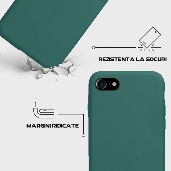 Husa Safe Flex compatibila cu iPhone 7, Comando Fonix, Design Slim flexibil, Interior captusit cu microfibra, Anti shock, Silicon moale, Textura cu finisaj mat/fin, Antiaderent, Verde inchis5