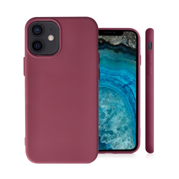 Husa Safe Flex compatibila cu iPhone 12 Mini, Comando Fonix, Design Slim flexibil, Interior captusit cu microfibra, Anti shock, Silicon moale, Textura cu finisaj mat/fin, Antiaderent, Marsala3