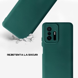 Husa Safe Flex compatibila cu Xiaomi 11T, Comando Fonix, Design Slim flexibil, Interior captusit cu microfibra, Anti shock, Silicon moale, Textura cu finisaj mat/fin, Antiaderent, Verde inchis3