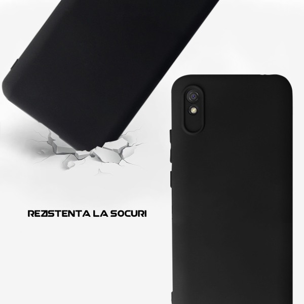 Husa Safe Flex compatibila cu Xiaomi Redmi 9A, Comando Fonix, Design Slim flexibil, Interior captusit cu microfibra, Anti shock, Silicon moale, Textura cu finisaj mat/fin, Antiaderent, Negru3