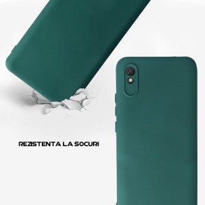 Husa Safe Flex compatibila cu Xiaomi Redmi 9A, Comando Fonix, Design Slim flexibil, Interior captusit cu microfibra, Anti shock, Silicon moale, Textura cu finisaj mat/fin, Antiaderent, Verde inchis3