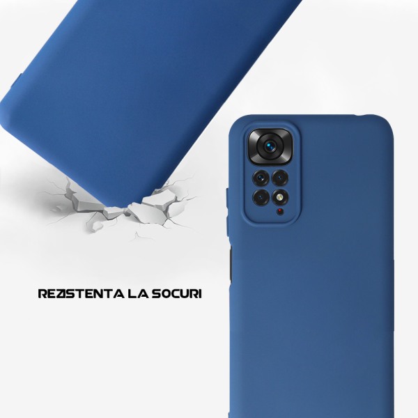 Husa Safe Flex compatibila cu Xiaomi Redmi Note 11/ 11S, Comando Fonix, Design Slim flexibil, Interior captusit cu microfibra, Anti shock, Silicon moale, Textura cu finisaj mat/fin, Antiaderent, Albastru3