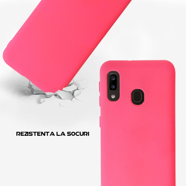 Husa Safe Flex compatibila cu Samsung Galaxy A20e, Comando Fonix, Design Slim flexibil, Interior captusit cu microfibra, Anti shock, Silicon moale, Textura cu finisaj mat/fin, Antiaderent, Roz aprins3