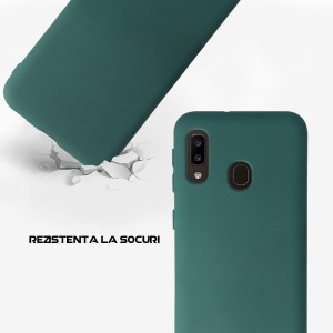 Husa Safe Flex compatibila cu Samsung Galaxy A20e, Comando Fonix, Design Slim flexibil, Interior captusit cu microfibra, Anti shock, Silicon moale, Textura cu finisaj mat/fin, Antiaderent, Verde inchis3