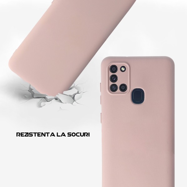 Husa Safe Flex compatibila cu Samsung Galaxy A21s, Comando Fonix, Design Slim flexibil, Interior captusit cu microfibra, Anti shock, Silicon moale, Textura cu finisaj mat, Antiaderent, Crem3