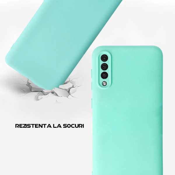 Husa Safe Flex compatibila cu Samsung Galaxy A50, Comando Fonix, Design Slim flexibil, Interior captusit cu microfibra, Anti soc, Silicon moale, Textura cu finisaj mat, Antiaderent, Turcoaz3