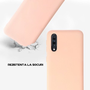 Husa Safe Flex compatibila cu Samsung Galaxy A70/ A70s, Comando Fonix, Design Slim flexibil, Interior captusit cu microfibra, Anti soc, Silicon moale, Textura cu finisaj mat, Antiaderent, Roz3