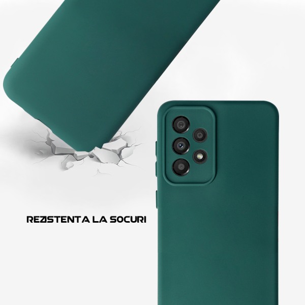 Husa Safe Flex compatibila cu Samsung Galaxy A72, Comando Fonix, Design Slim flexibil, Interior captusit cu microfibra, Anti soc, Silicon moale, Textura cu finisaj mat, Antiaderent, Verde inchis3