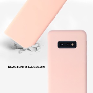 Husa Safe Flex compatibila cu Samsung Galaxy S10e, Comando Fonix, Design Slim flexibil, Interior captusit cu microfibra, Anti soc, Silicon moale, Textura cu finisaj mat, Antiaderent, Roz pudra3