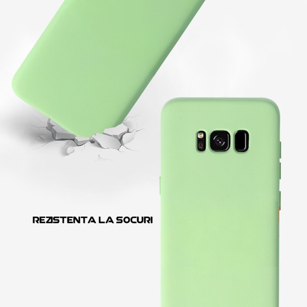 Husa Safe Flex compatibila cu Samsung Galaxy S8 Plus, Comando Fonix, Design Slim flexibil, Interior captusit cu microfibra, Anti soc, Silicon moale, Textura cu finisaj mat/fin, Antiaderent, Verde deschis3