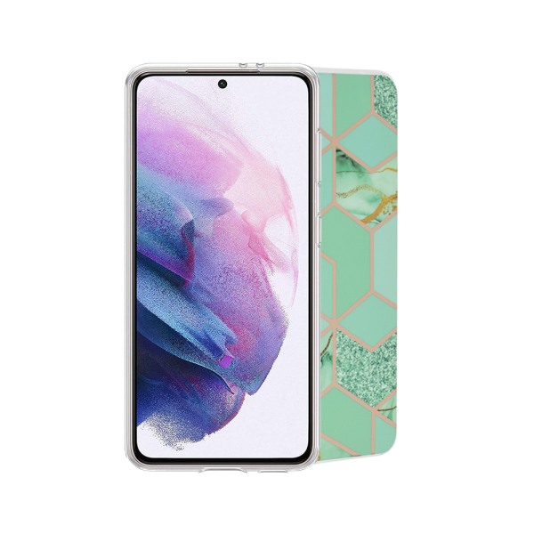 Husa Sprinkle Comando compatibila cu Realme C35, Protectie stilata, Fonix Fashion Slim, Antisoc, Margini ridicate, Antiamprenta, Silicon marmorat, Design abstract, Imprimeu colorat, Verde