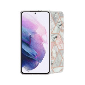 Husa Sprinkle Comando compatibila cu Realme C35, Protectie stilata, Fonix Fashion Slim, Antisoc, Margini ridicate, Antiamprenta, Silicon marmorat, Design abstract, Imprimeu colorat, Roz