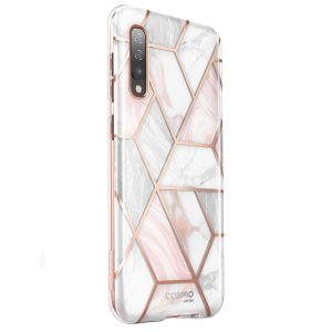 Husa 360 Extravaganza compatibila cu Samung Galaxy A50, Protectie completa (ecran-spate-margini), Fonix Cosmo Marble, Roz2