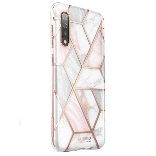 Husa 360 Extravaganza compatibila cu Samung Galaxy A50, Protectie completa (ecran-spate-margini), Fonix Cosmo Marble, Roz2