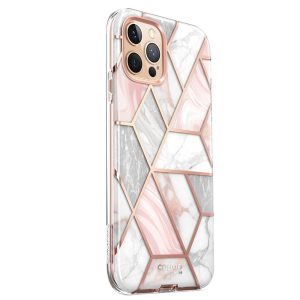 Husa 360 Extravaganza compatibila cu iPhone 11 Pro Max, Protectie completa (ecran-spate-margini), Fonix Cosmo Marble, Roz2