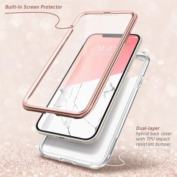 Husa 360 Extravaganza compatibila cu iPhone 11 Pro Max, Protectie completa (ecran-spate-margini), Fonix Cosmo Marble, Roz