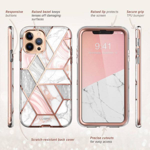 Husa 360 Extravaganza compatibila cu iPhone 11 Pro Max, Protectie completa (ecran-spate-margini), Fonix Cosmo Marble, Roz4