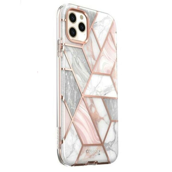 Husa 360 Extravaganza compatibila cu iPhone 11, Protectie completa (ecran-spate-margini), Fonix Cosmo Marble, Roz2