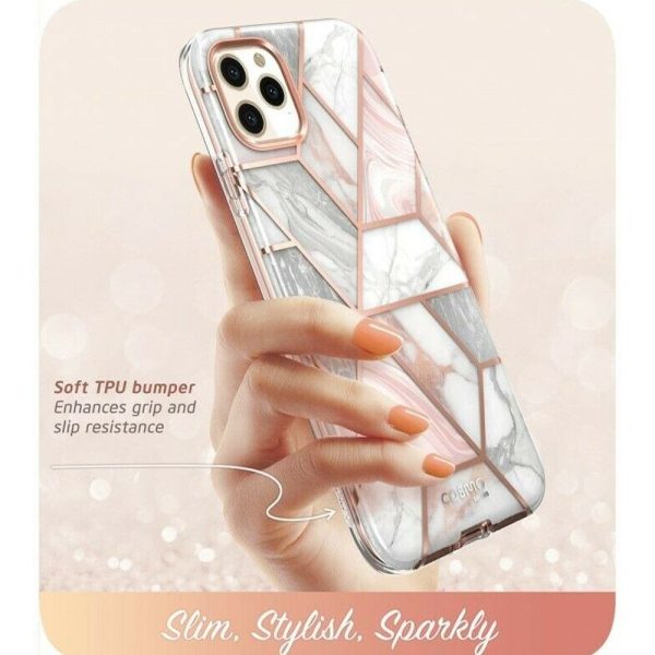 Husa 360 Extravaganza compatibila cu iPhone 11, Protectie completa (ecran-spate-margini), Fonix Cosmo Marble, Roz5