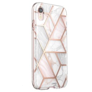 Husa 360 Extravaganza compatibila cu iPhone XR, Protectie completa (ecran-spate-margini), Fonix Cosmo Marble, Roz2