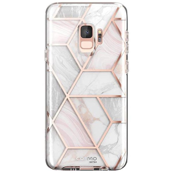 Husa 360 Extravaganza compatibila cu Samung Galaxy S9, Protectie completa (ecran-spate-margini), Fonix Cosmo Marble, Roz2