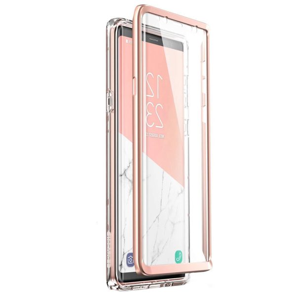 Husa 360 Extravaganza compatibila cu Samung Galaxy Note 9, Protectie completa (ecran-spate-margini), Fonix Cosmo Marble, Roz