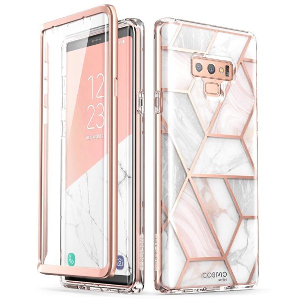 Husa 360 Extravaganza compatibila cu Samung Galaxy Note 9, Protectie completa (ecran-spate-margini), Fonix Cosmo Marble, Roz2