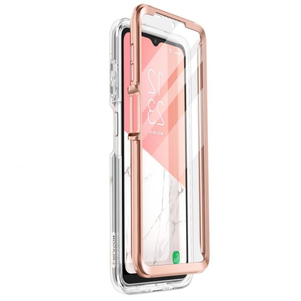 Husa 360 Extravaganza compatibila cu Samung Galaxy A52S 5G, Protectie completa (ecran-spate-margini), Fonix Cosmo Marble, Roz