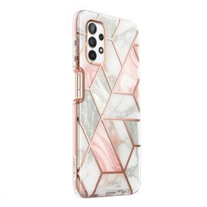 Husa 360 Extravaganza compatibila cu Samung Galaxy A52S 5G, Protectie completa (ecran-spate-margini), Fonix Cosmo Marble, Roz2