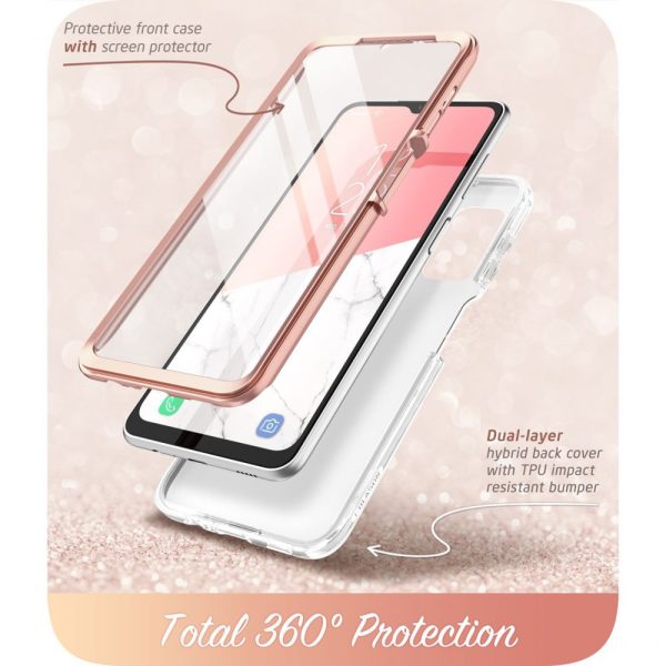 Husa 360 Extravaganza compatibila cu Samung Galaxy A52S 5G, Protectie completa (ecran-spate-margini), Fonix Cosmo Marble, Roz4