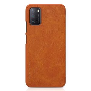 Husa carte compatibila cu Xiaomi Poco M3, Leather Queen, Portofel intr-o protectie stilata, Design ultra-subtire, Maro2