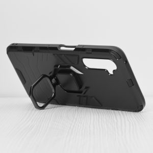 Husa Ring Shield compatibila cu OnePlus 6 Pro, Prevazuta cu inel de prindere, suport auto magnetic si stand, Negru