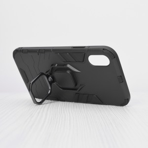 Husa Ring Shield compatibila cu Xiaomi Redmi 9, Prevazuta cu inel de prindere, suport auto magnetic si stand, Negru2