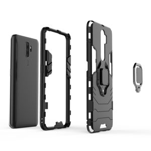 Husa Ring Shield compatibila cu Oppo A9 2020, Prevazuta cu inel de prindere, suport auto magnetic si stand, Negru3