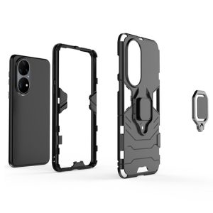 Husa Ring Shield compatibila cu Huawei P50 Pro, Prevazuta cu inel de prindere, suport auto magnetic si stand, Negru3