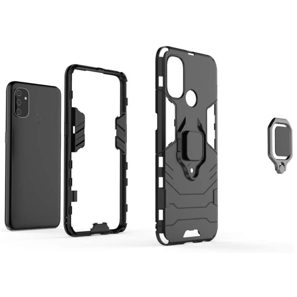 Husa Ring Shield compatibila cu OnePlus Nord N10 5G, Prevazuta cu inel de prindere, suport auto magnetic si stand, Negru3