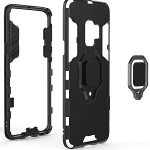 Husa Ring Shield compatibila cu Samsung Galaxy S9 Plus, Prevazuta cu inel de prindere, suport auto magnetic si stand, Negru