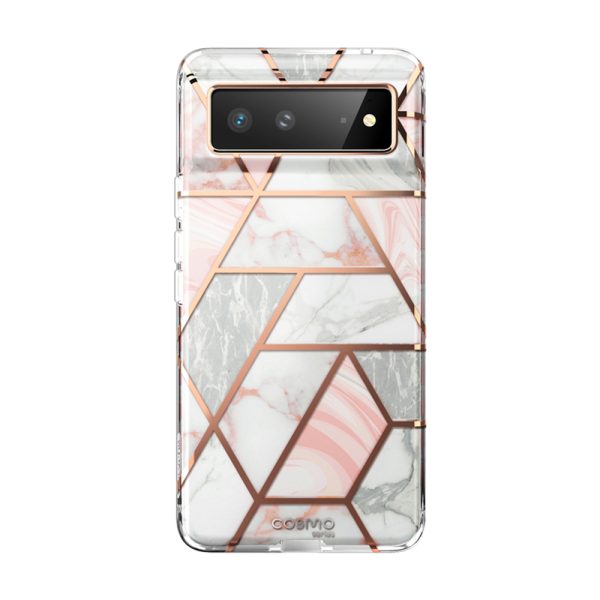 Husa 360 Extravaganza compatibila cu Google Pixel 6 Pro, Protectie completa (ecran-spate-margini), Fonix Cosmo Marble, Roz3