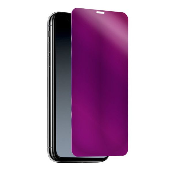 Folie compatibila cu iPhone XS Max, Mirror Effect, Adeziv pe intreaga suprafata, Acoperire completa, Instalare usoara, Mov