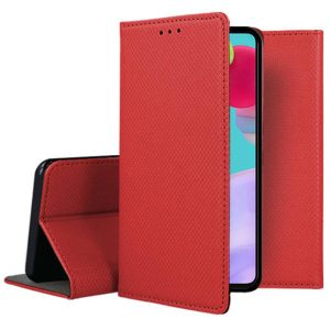 Husa carte compatibila cu Samsung Galaxy A04S, Comando Book, Inchidere magnetica, Buzunar interior pentru card, Flip stand, Protectie completa si practica, Rosu