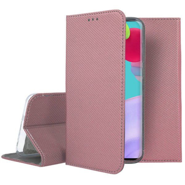 Husa carte compatibila cu Samsung Galaxy A04S, Comando Book, Inchidere magnetica, Buzunar interior pentru card, Flip stand, Protectie completa si practica, Roz