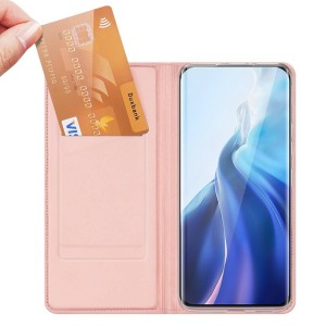 Husa carte compatibila cu iPhone 11 Pro Max, Comando Skin Expert, Inchidere magnetica puternica, Buzunar interior pentru card, Protectie completa si eleganta, Piele eco, Roz2