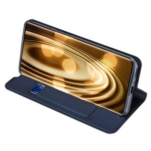 Husa carte compatibila cu Samsung Galaxy A70, Comando Skin Expert, Inchidere magnetica puternica, Buzunar interior pentru card, Protectie completa si eleganta, Piele eco, Albastru