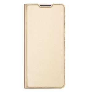 Husa carte compatibila cu Samsung Galaxy J4 Plus, Comando Skin Expert, Inchidere magnetica puternica, Buzunar interior pentru card, Protectie completa si eleganta, Piele eco, Auriu