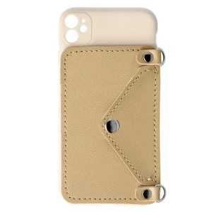 Husa Crossbody Wallet compatibila cu iPhone 11, Comando Fonix, Suport pentru carduri si lant metalic detasabil, Mini-poseta, Crem