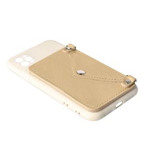 Husa Crossbody Wallet compatibila cu iPhone 11 Pro, Comando Fonix, Suport pentru carduri si lant metalic detasabil, Mini-poseta, Crem2