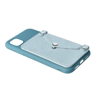 Husa Crossbody Wallet compatibila cu iPhone 11 Pro, Comando Fonix, Suport pentru carduri si lant metalic detasabil, Mini-poseta, Albastru2