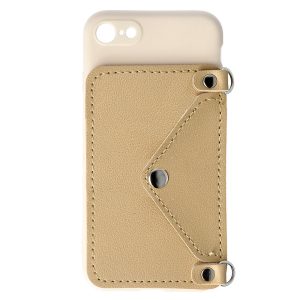 Husa Crossbody Wallet compatibila cu iPhone 7, Comando Fonix, Suport pentru carduri si lant metalic detasabil, Mini-poseta, Crem